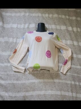 THML Cream Sweater with Multicolored Smiley Dots